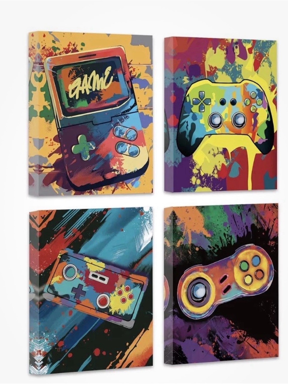 Colorful Video Game Controller Wall Art Set - Multicolor